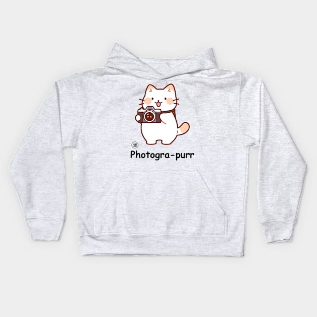 Photogra-purr Funny Photographer Cat Puns Kids Hoodie by Syntax Wear